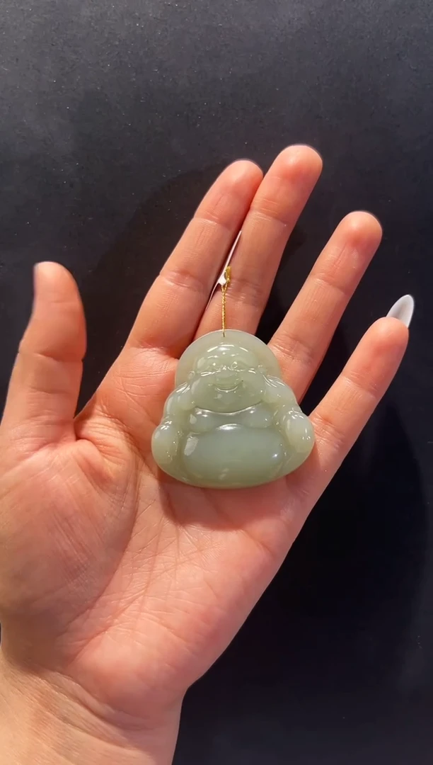 颈饰未镶嵌和田玉新疆和田玉且末料弥勒佛吊坠