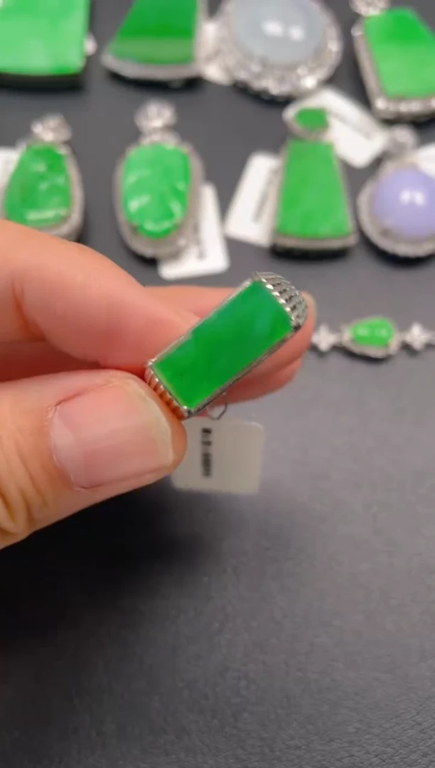 吊坠(不含链)银S925镶嵌翡翠戒指