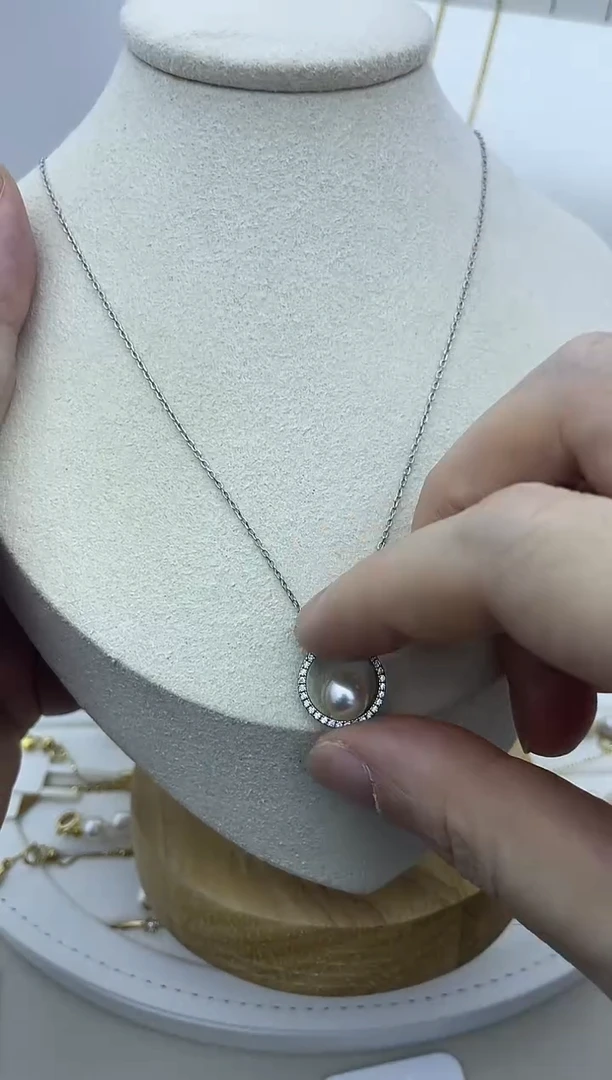 吊坠(赠链)银S925镶嵌海水珍珠7-7.5吊坠