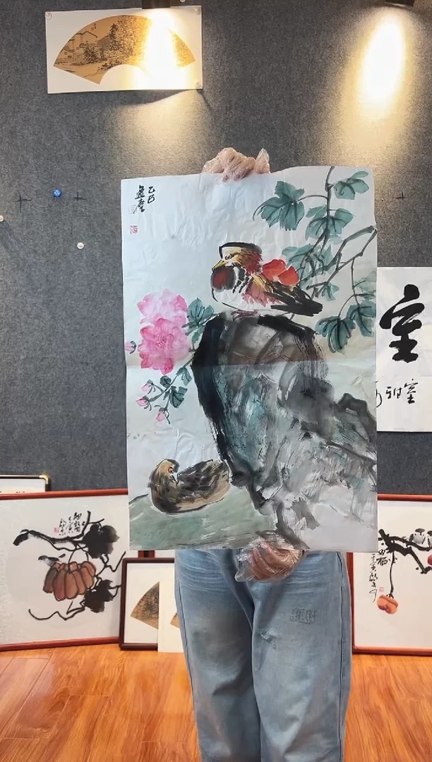 国画高勇利四尺三开花鸟