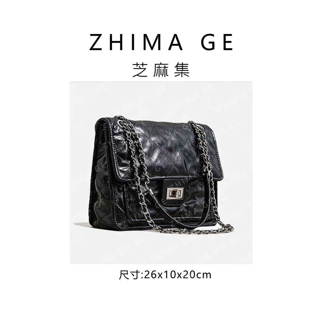 【芝麻集】SK-62792-黑色RAIN.CUN.时尚百搭小众腋下斜跨轻奢女包