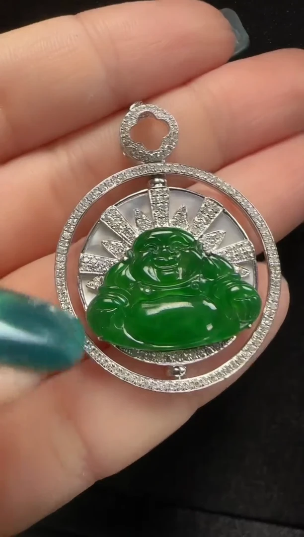 【闪购商品】翡翠颈饰18K金镶嵌123玉佛一个