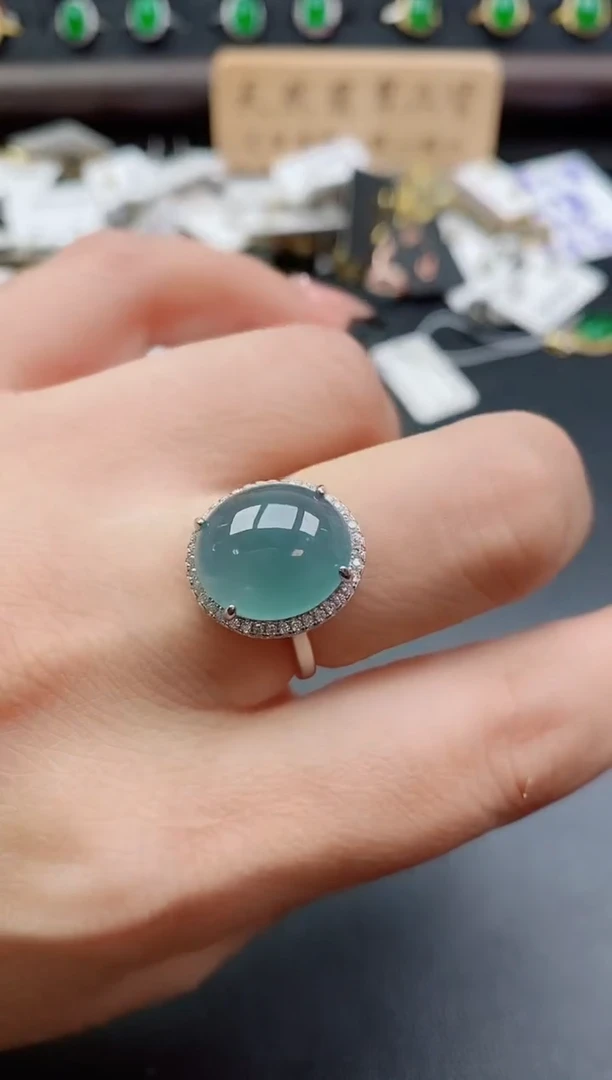 银S925镶嵌戒指翡翠1