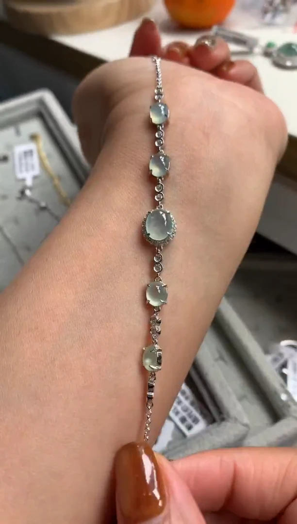 银S925镶嵌戒指翡翠手链