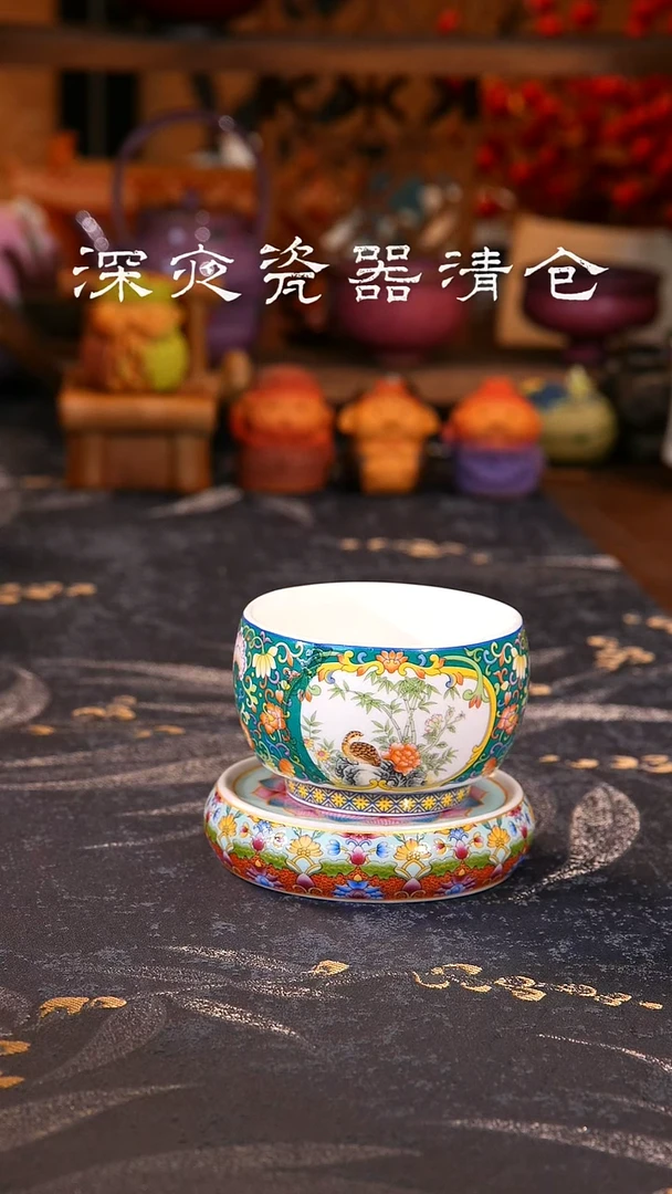 喜上眉梢开窗主人杯珐琅彩陶瓷品茗杯功夫茶具茶杯