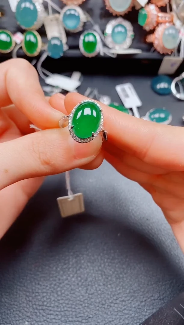 银S925镶嵌戒指翡翠翡翠