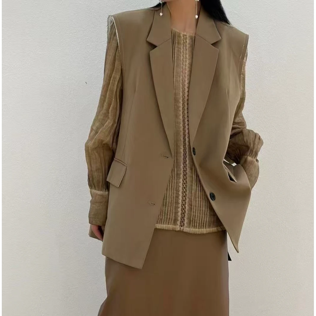 九畹花西装领净色马甲