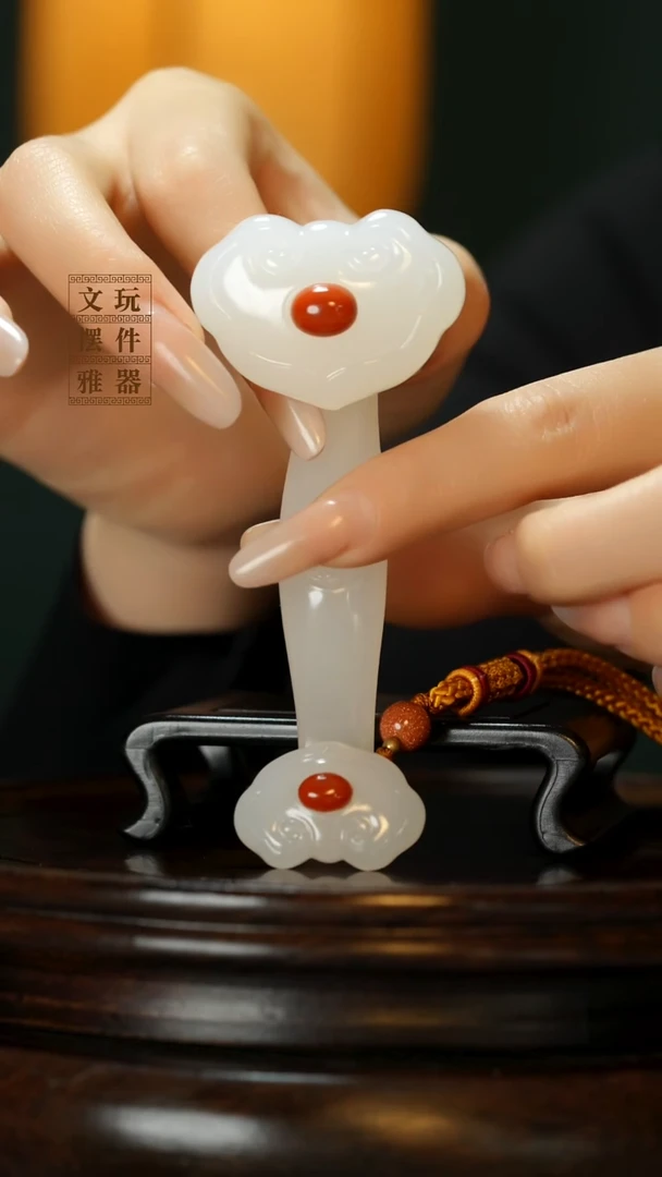 玉《相思如意》手把件摆件