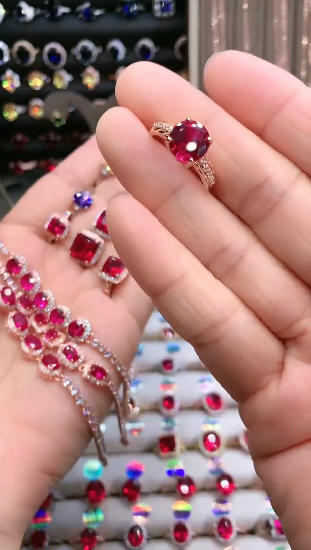 【闪购商品】红宝石戒指银S925镶嵌玫瑰金