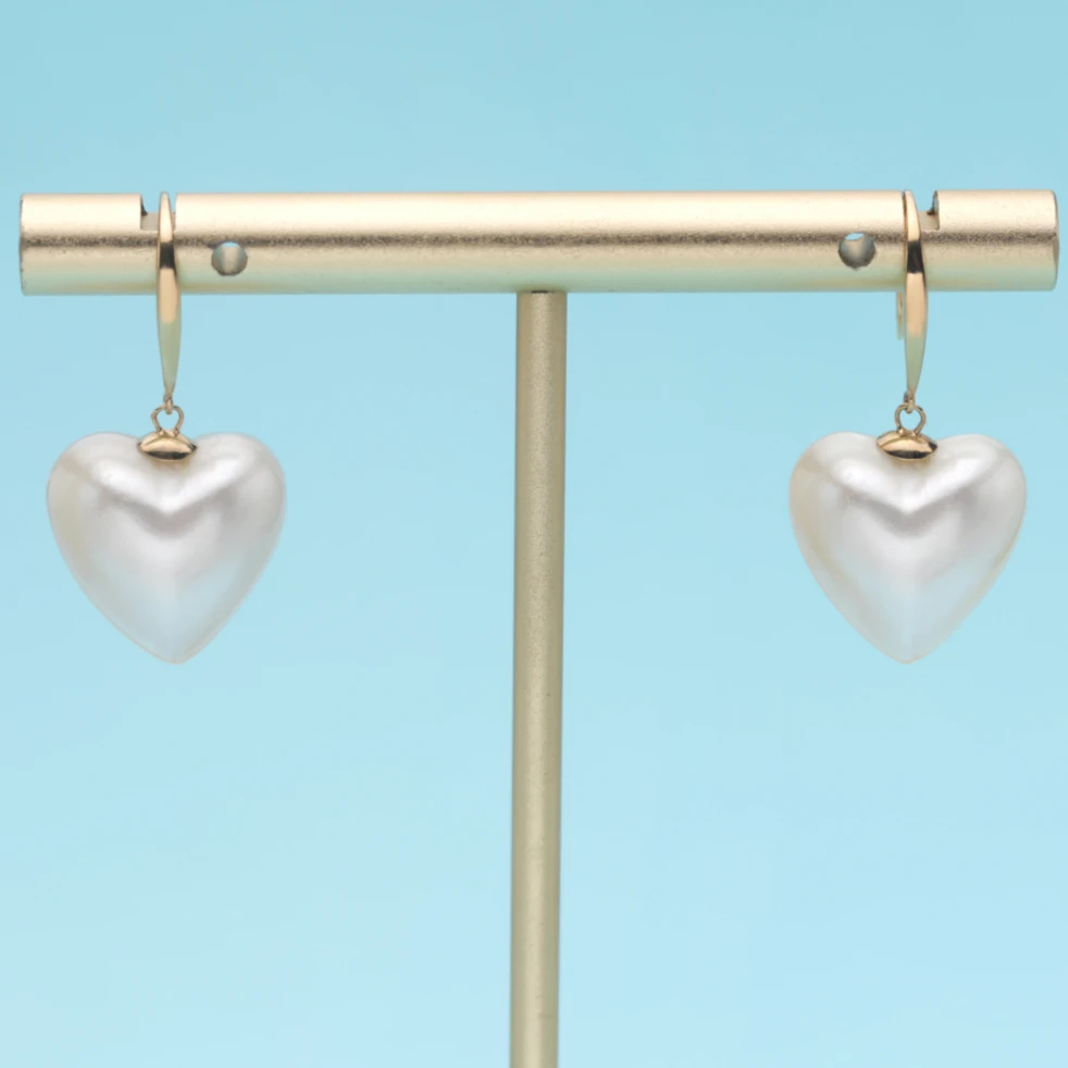 【奶奶推荐】18K金爱心马贝耳钩 C003简约时尚素款经典心形桃心天