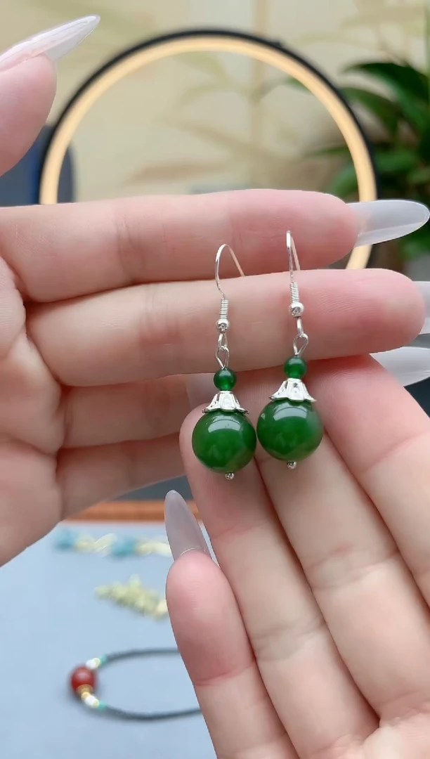 玛瑙/玉髓耳饰银S925镶嵌682