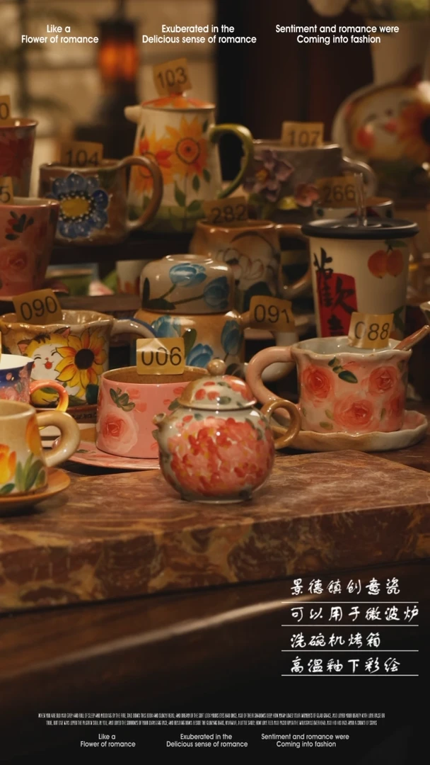 陶瓷景德镇高温手绘釉下彩设计师款式