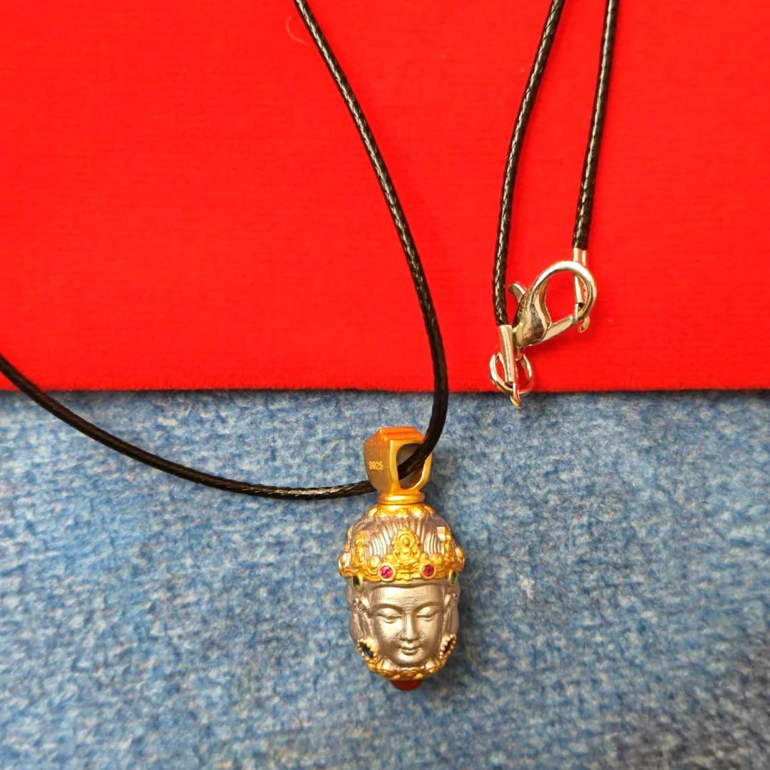 吊坠925银 三面佛头银吊坠