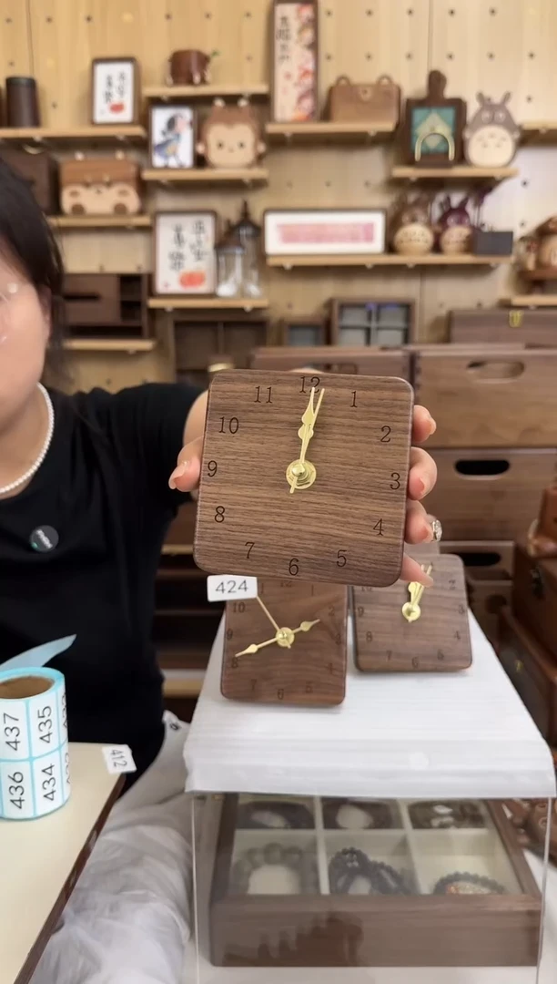 木北美黑胡桃钟表摆件