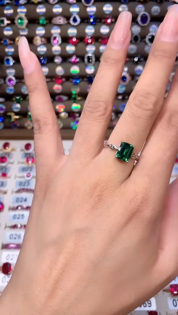 戒指透辉石银S925镶嵌79白