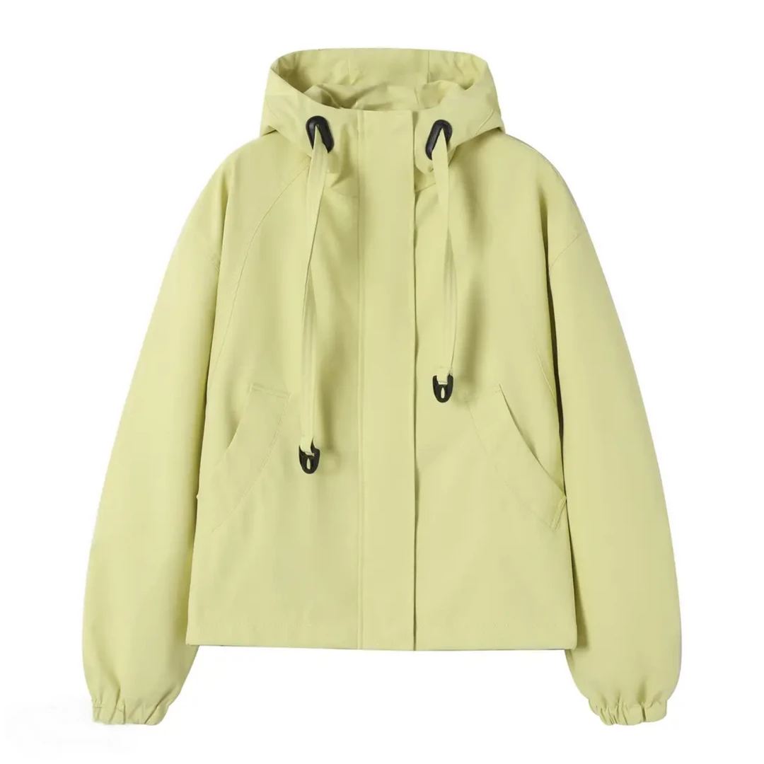 2025新款短外套女韩版时尚百搭连帽休闲冲锋衣简约上衣