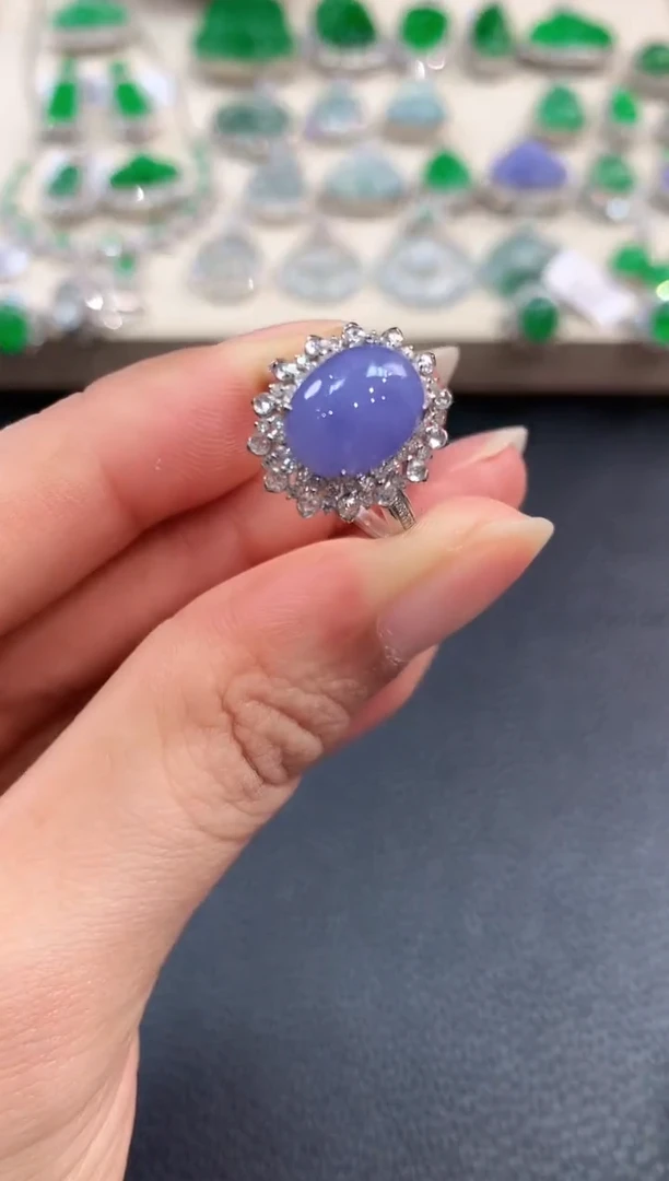 【闪购商品】翡翠戒指18K金镶嵌b146有色差