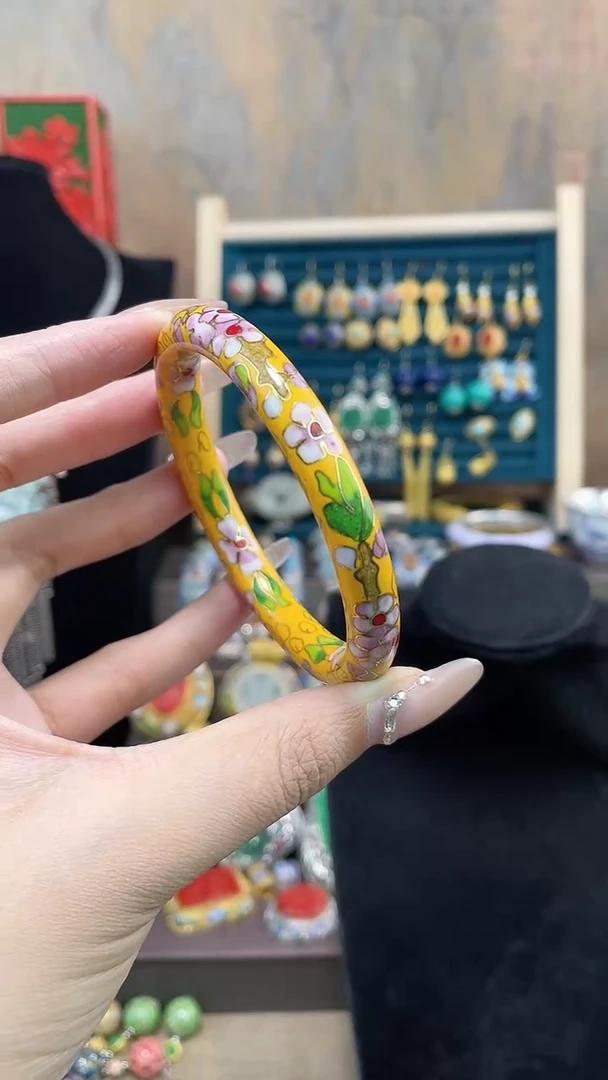 非遗景泰蓝细棍镯黄色