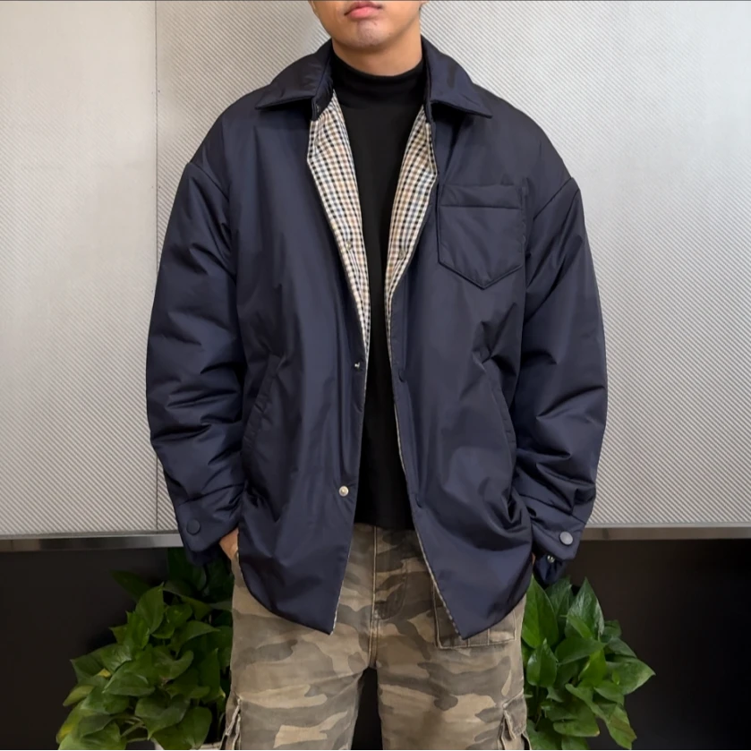 【山桃专享 2871 】纯色内格纹设计感重磅棉服外套