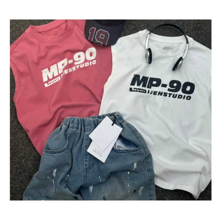 YJ  2025夏季儿童中大童韩系时尚印花字母坎肩背心  SS57