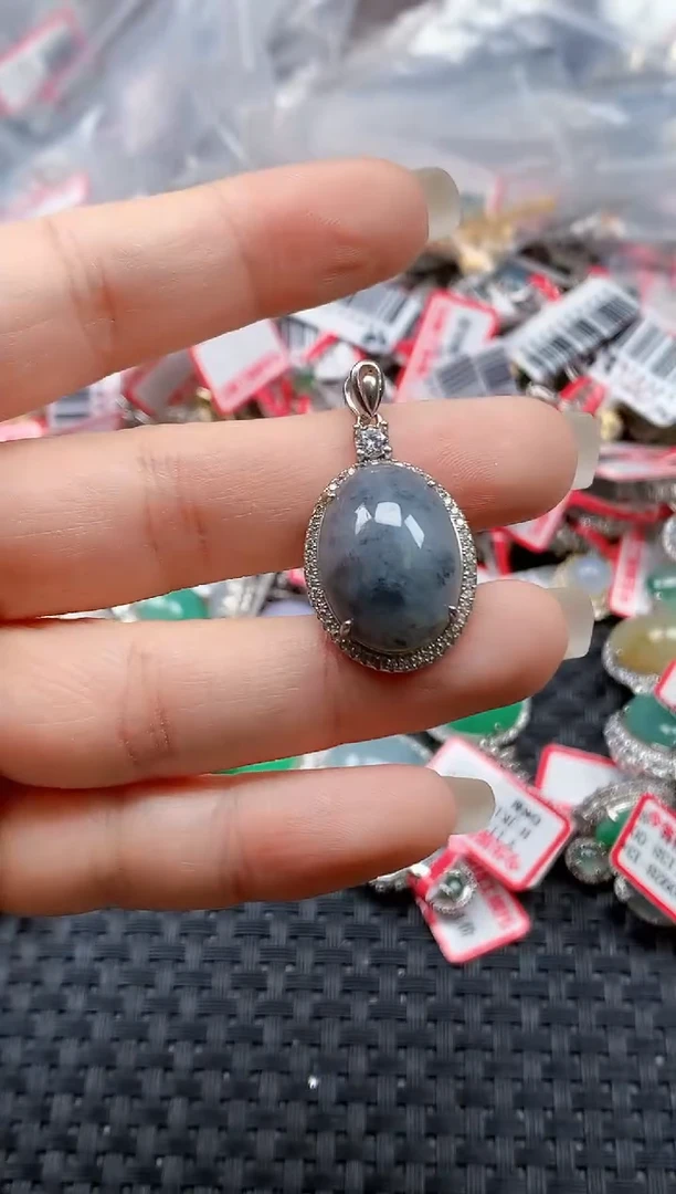 银S925镶嵌戒指翡翠天然A货缅甸翡翠