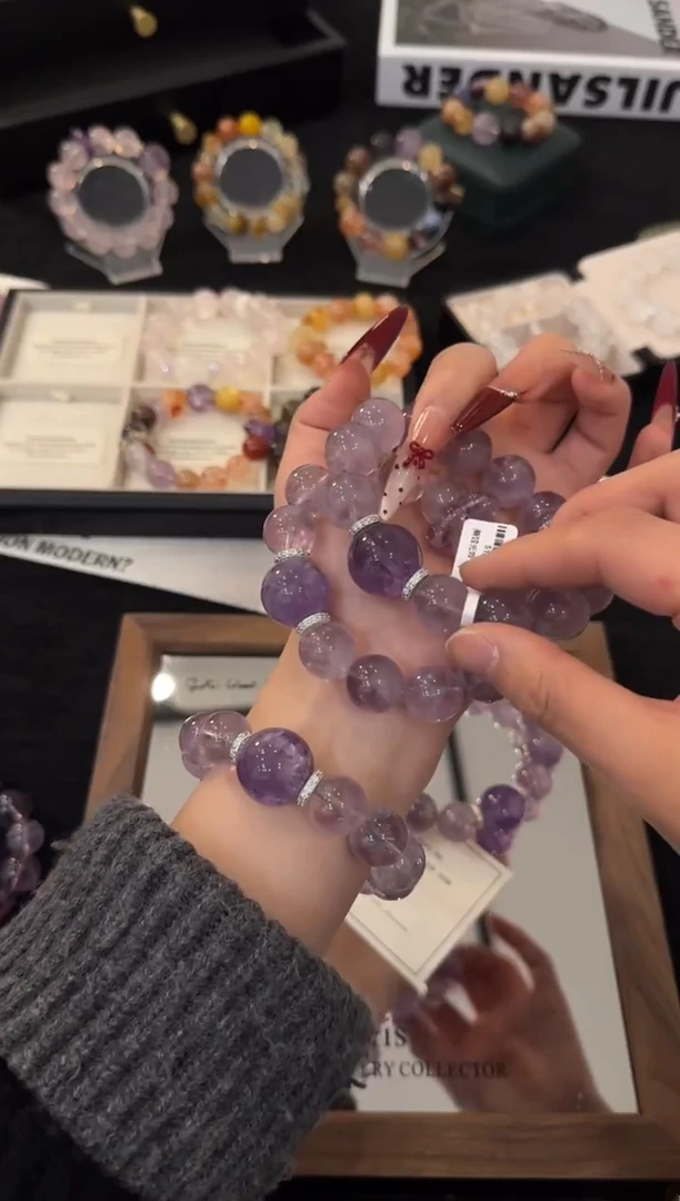 合金手链水晶紫兔毛x3511