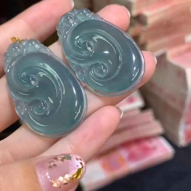 【逍遥】18k天然A货翡翠如意吊坠*KLMH/24/多样性发/1件