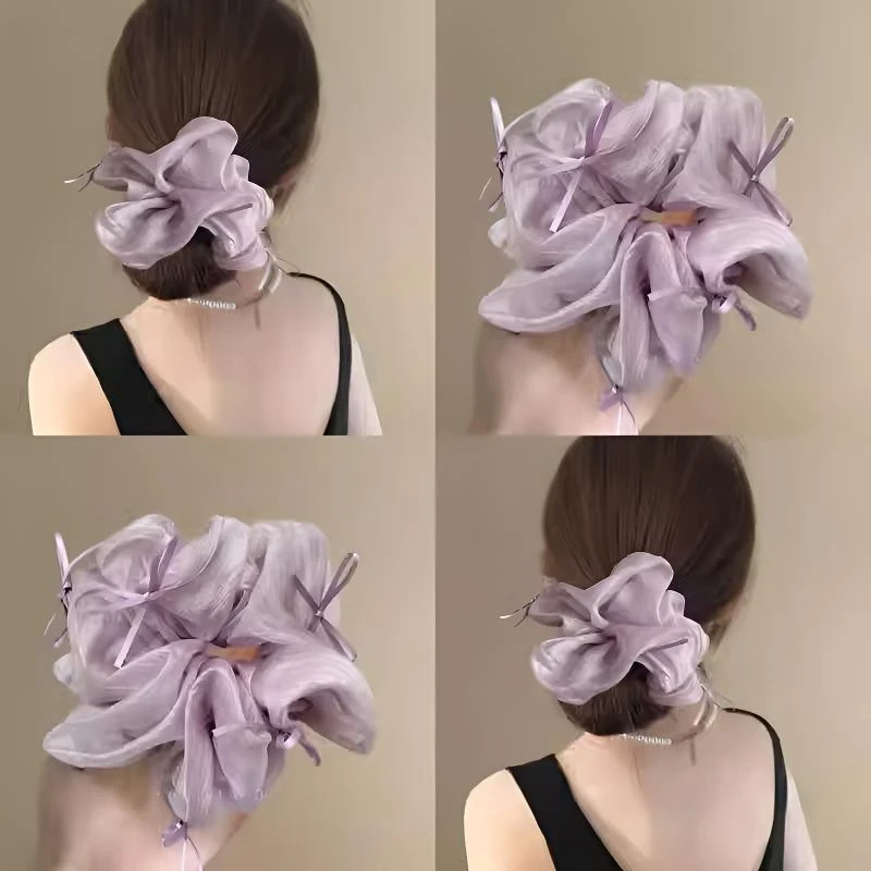 月光浮蝶~芭蕾风法式防滑发绳冰透网纱大肠圈夏女后脑勺扎发发圈