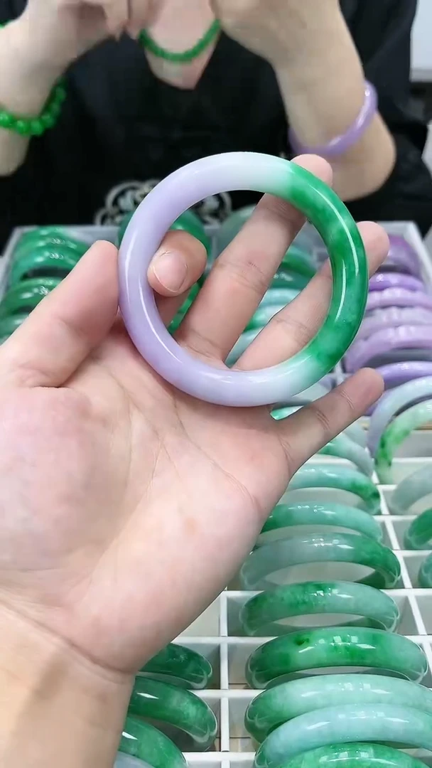 【闪购商品】砖雕s35 春带彩圆条手镯 圈口53-62