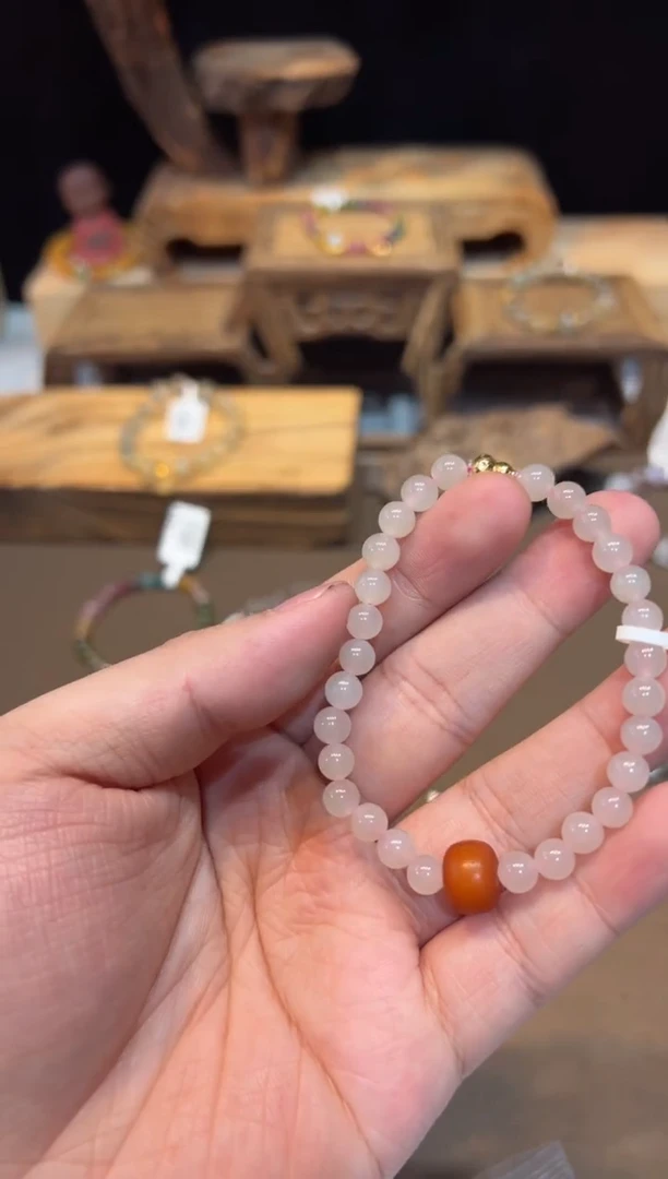 手链18K金镶嵌和田玉手饰@@A6640