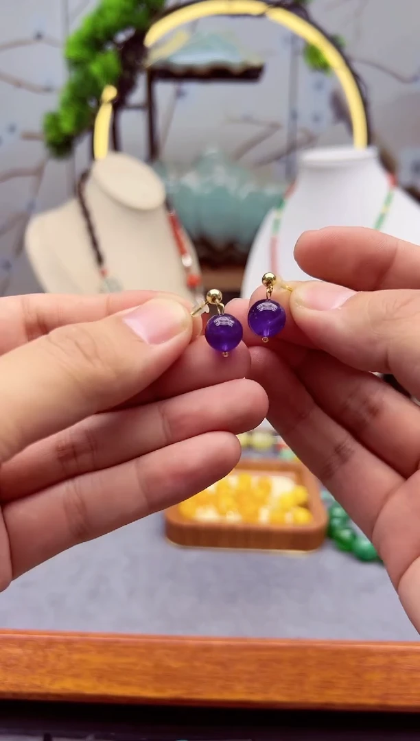 【闪购商品】水晶耳饰14K金镶嵌e197``````