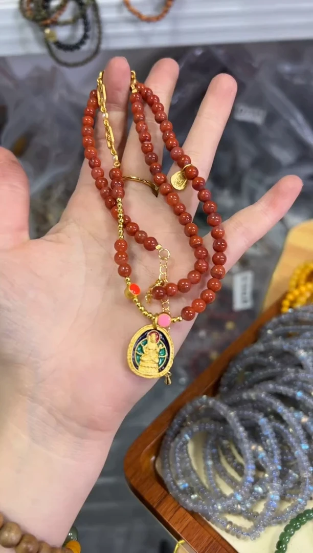 【闪购商品】南红玛瑙颈饰未镶嵌南红玛瑙不动明王项链[3489]