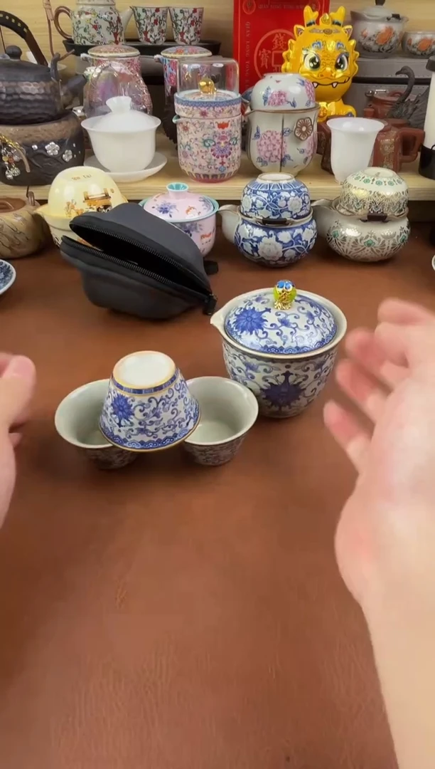 陶瓷茶具摆件旅行套组