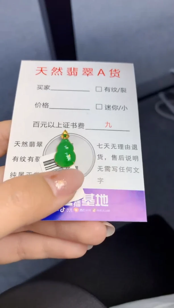 颈饰18K金镶嵌翡翠天然A货缅甸翡翠百元以上9元证书费自理