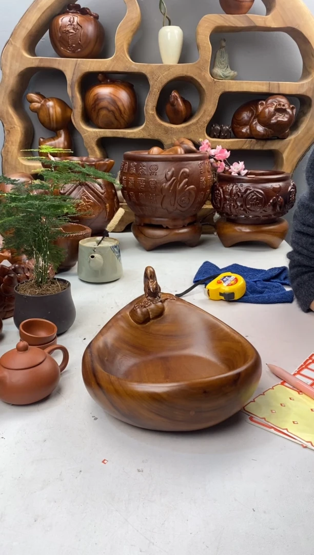 香樟木A25松鼠果盆/尺寸