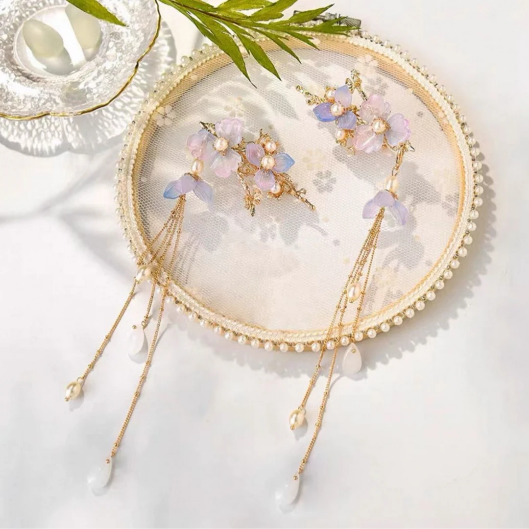 qibo/旗铂紫色发饰合集 儿童古风女童汉服国风春夏百搭蝴蝶超仙