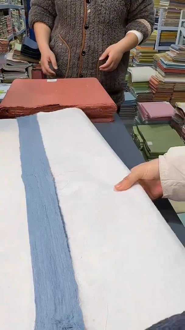 纯手工61*180cm50张孔雀蓝珠光丝绒楮皮笺