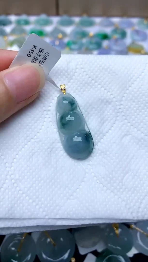 翡翠18K金镶嵌颈饰天然A货翡翠