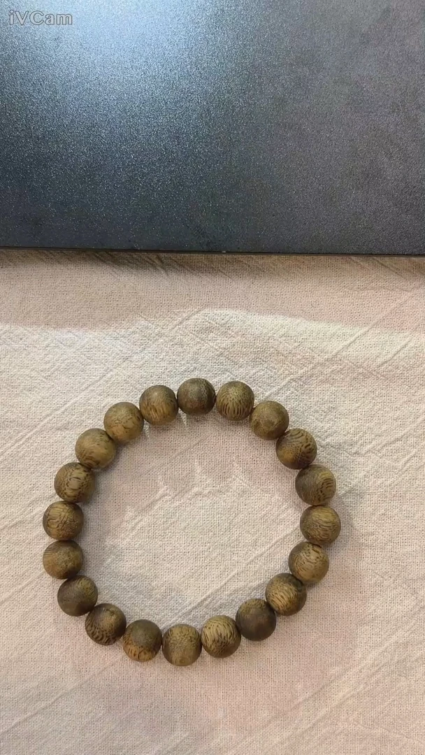 手串沉香金沙叶圆珠单圈