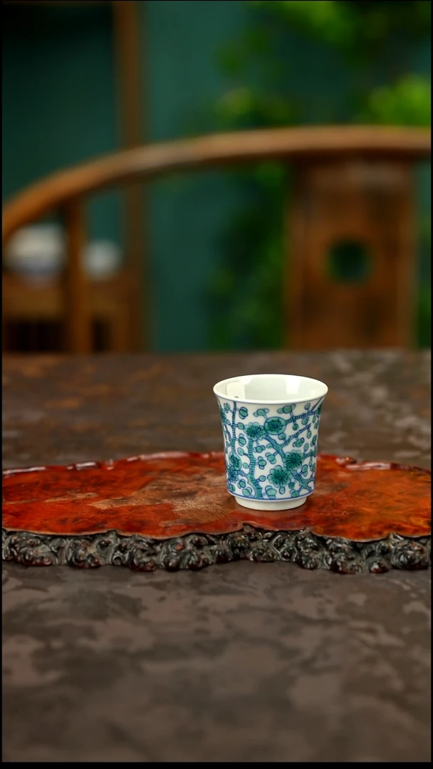 空山明月斗彩手绘主人杯