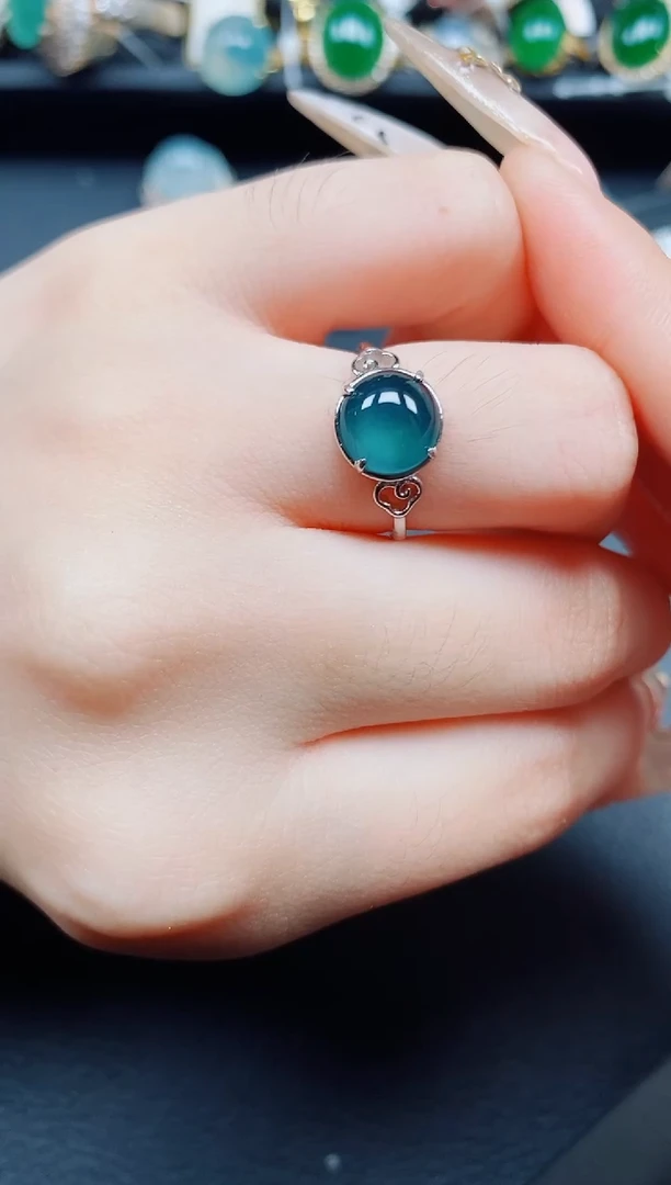 银S925镶嵌戒指翡翠翡翠