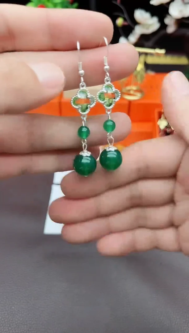 玛瑙/玉髓耳饰银S925镶嵌705000