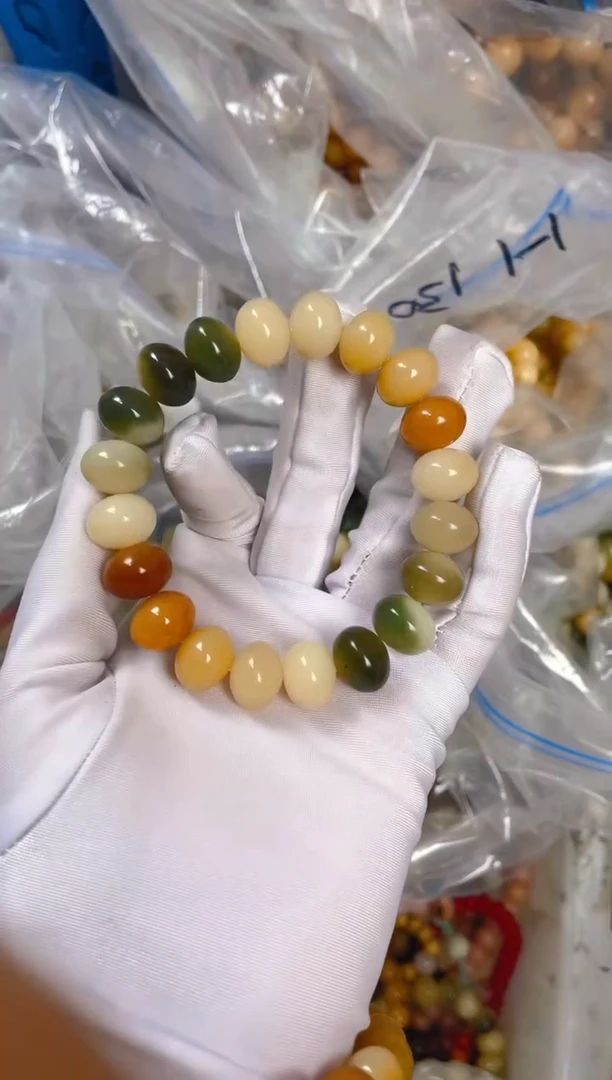 粉压象牙果手串算盘单圈颜色随机一条