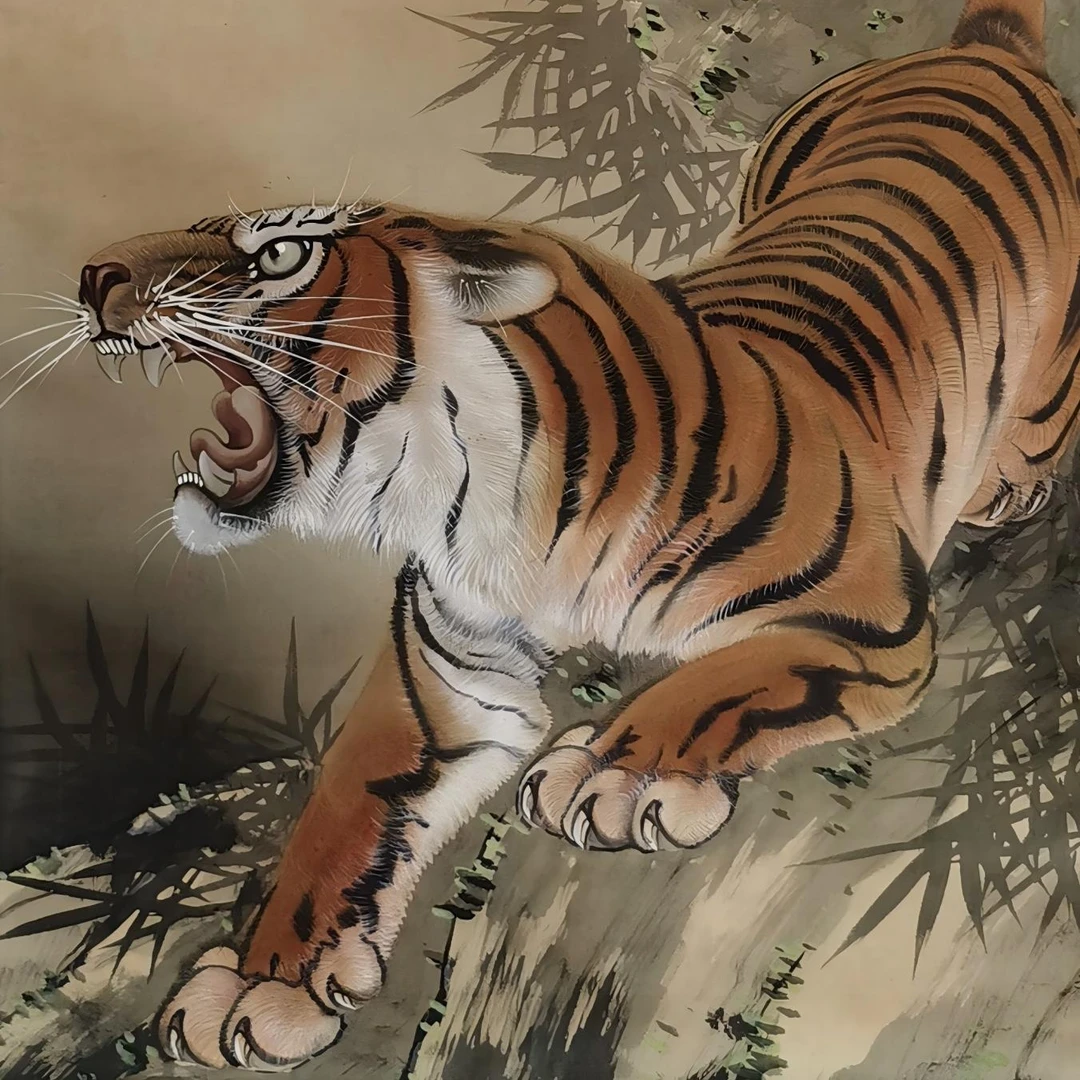 【辽拍】V250709-2-347《虎》（2.9平尺) 绢本镜片 DD14