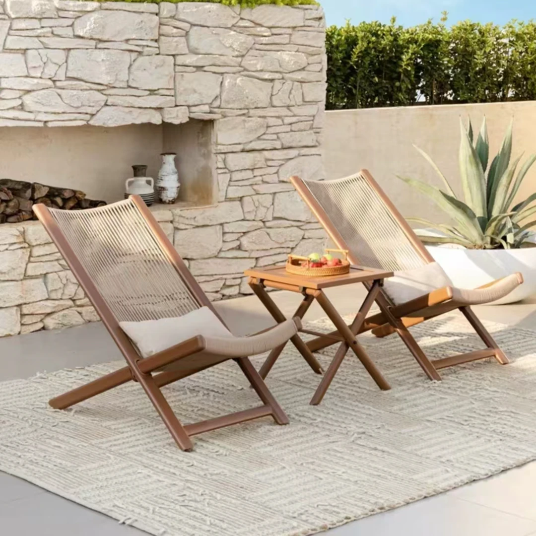 户外躺椅花园阳台露台别墅藤椅懒人沙滩椅室外防水防晒网红休闲椅