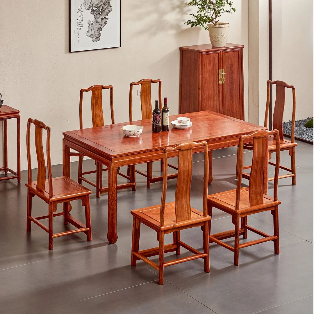 花梨木餐桌椅组合新中式长方形实木吃饭桌刺猬紫檀家用餐台小户型