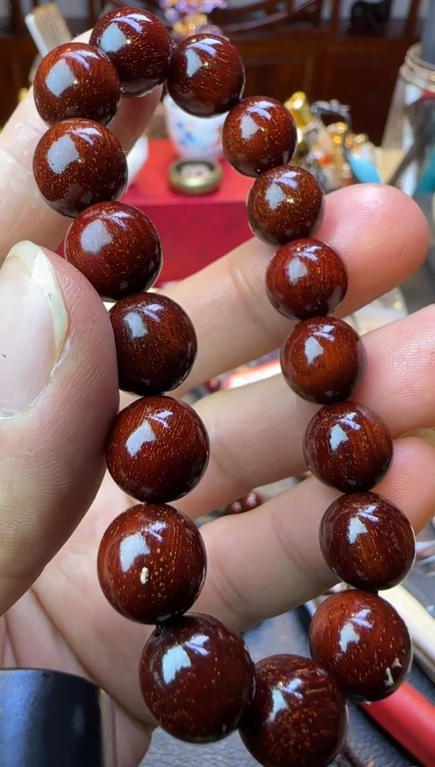 【闪购商品】卢氏黑黄檀（大叶紫檀）手串/手链印尼紫檀单圈爆星12mm