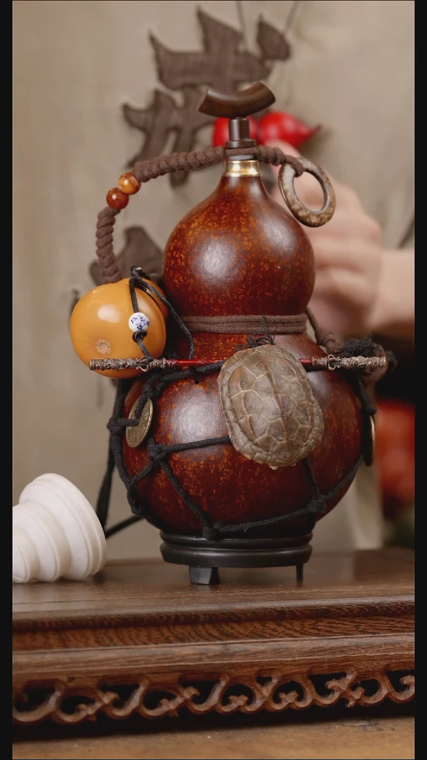 166号精品天然大漆工艺防渗内胆酒葫芦~