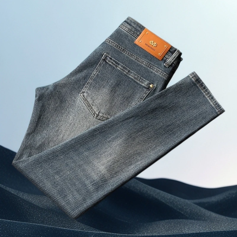 巴赛娜缇复古牛仔裤男潮牌简约休闲百搭弹力修身小直筒时尚水洗