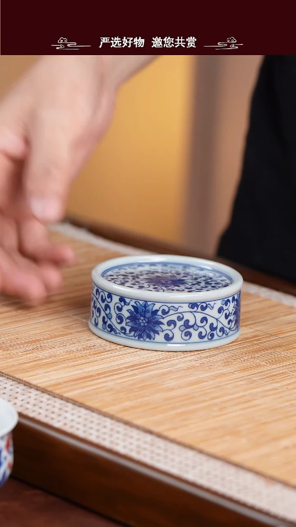 手工手绘青花盖置